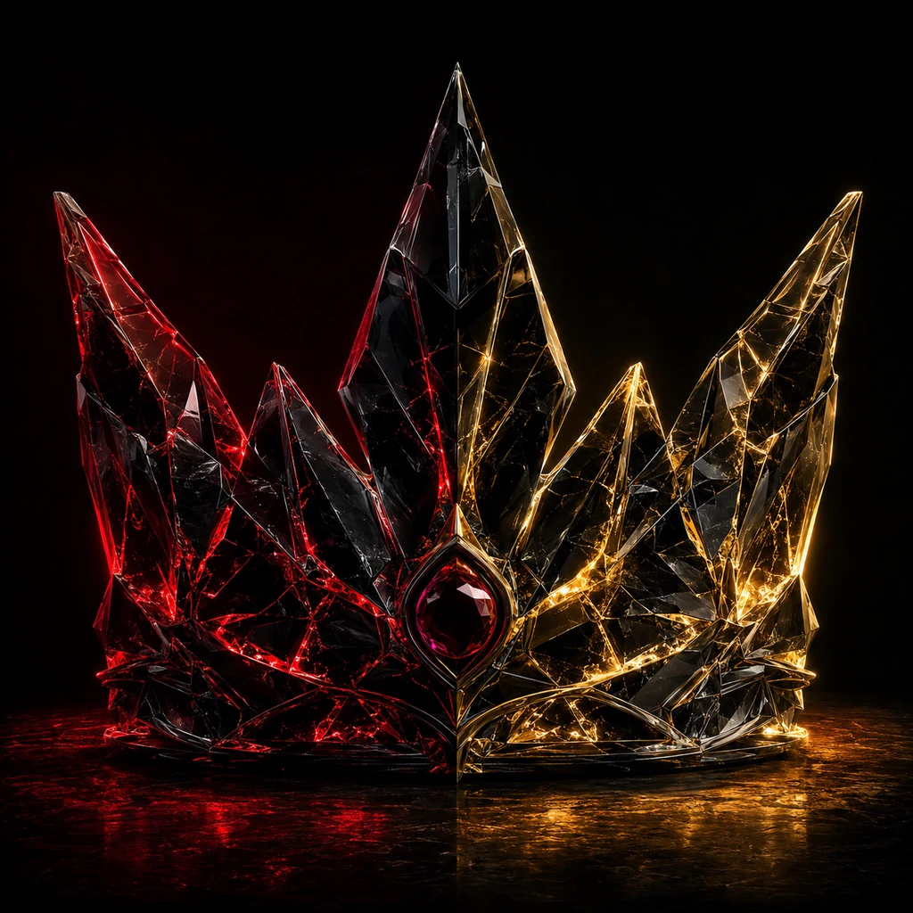 Da CARTEL crystal crown glowing red and gold